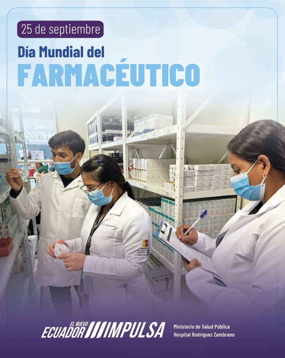💊 Hoy celebramos el Día del Farmacéutico.

Reconocemos su aporte esencial en la seguridad de los tratamientos y en la atención hospitalaria.

Gracias por su compromiso y profesionalismo.
¡Su labor fortalece la salud de todos! 👩‍⚕️👨‍⚕️

#ElNuevoEcuador