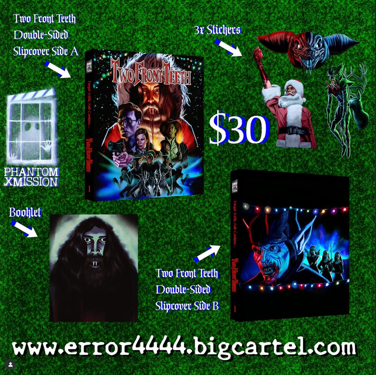 disc_connected's tweet image. ***ANNOUNCEMENT***

Coming soon on Blu-ray in the US from @Error44442 sub label #PhantomXMission and available to preorder tomorrow at 1PM EST: #TwoFrontTeeth (2006)!

Killer elves are unleashed on a small town after a tabloid writer gets a little too close to unraveling a