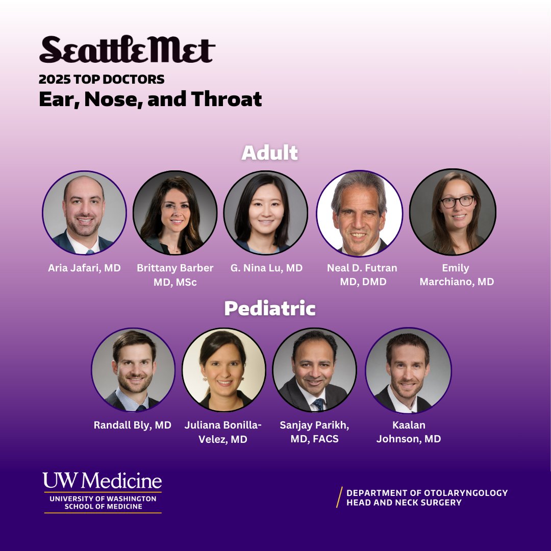 oto_uw's tweet photo. Big news! @seattlemet released its 2025 Top Doctors list and #UWOTO faculty were among the honorees!
This recognition reflects the incredible care and &amp; dedication our team brings to patients every day.👏 Congrats to all!
#TopDoctors #UWMedicine #ClinicalExcellence #ProudTeam https://t.co/fnKyNWwYyq