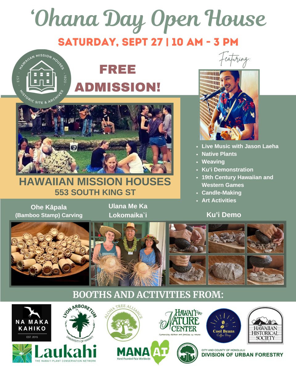 Join us this Saturday, September 27, 2025 from 10am to 3pm for @hawaiian_mission_houses ʻOhana Day.

Stop by the Reading Room, Library &amp; Archives, and talk story with us, shop discounted books, and make a craft!

We hope to see you there!
