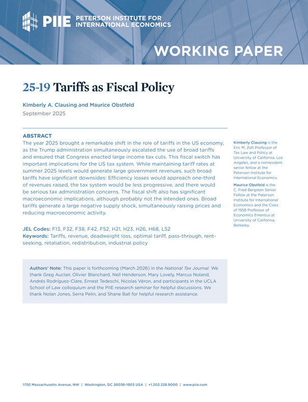 Food for thought!

"Tariffs as Fiscal Policy" by Kimberly A. Clausing and Maurice Obstfeld.

"The year 2025 brought a remarkable shift in the role of tariffs in the US economy, as the Trump administration simultaneously escalated the use of broad tariffs and ensured that Congress