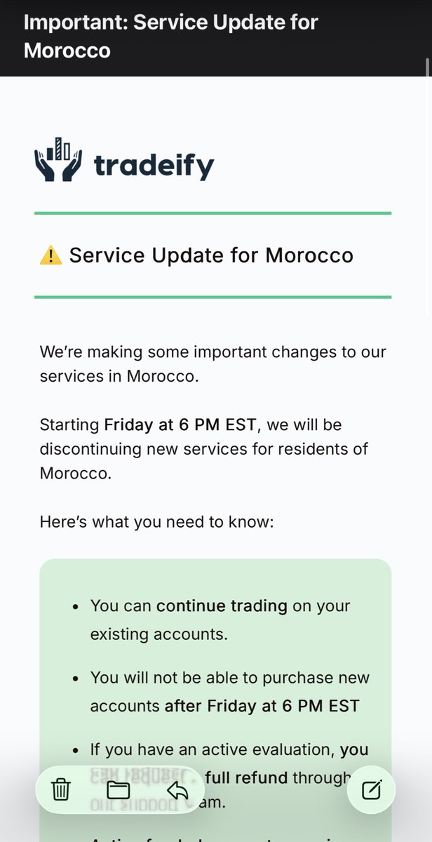 MarMaverickX's tweet photo. @Tradeify  start stoping people to trade. Delay payouts now more than 5 days ! Red flag  ———-> they are facing the black hole !  @BrettSimba  don’t stop told every body we never denied a payout, never delay any payouts and open for whole world people ! Now they are banning 🤣 https://t.co/CNzL5d76VR