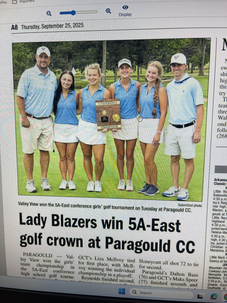 vvladyblazer's tweet photo. Congrats Lady Blazers Golf on Winning District!!! Congrats Ruby for tying low round score of 73!!   Go Win State at Ridgepointe!!! #LTF.  @TheTicketRadio @ChrisHudgison @Jaredseeman @Lanecampbell4 https://t.co/cUGulx492B