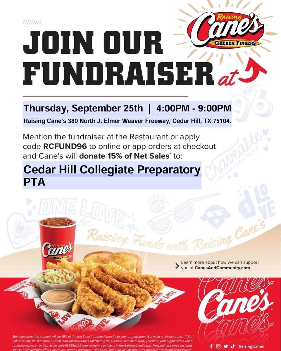 CHCPPTA's tweet image. 𝗧𝗼𝗱𝗮𝘆’𝘀 𝘁𝗵𝗲 𝗗𝗮𝘆! 🍗🥳
Come out & 𝘀𝘂𝗽𝗽𝗼𝗿𝘁 𝗼𝘂𝗿 𝗖𝗲𝗱𝗮𝗿 𝗛𝗶𝗹𝗹 𝗖𝗼𝗹𝗹𝗲𝗴𝗶𝗮𝘁𝗲 𝗣𝗿𝗲𝗽 𝗣𝗧𝗔 𝗮𝘁 𝗥𝗮𝗶𝘀𝗶𝗻𝗴 𝗖𝗮𝗻𝗲’𝘀 𝗦𝗽𝗶𝗿𝗶𝘁 𝗡𝗶𝗴𝗵𝘁 for 𝗖𝗲𝗱𝗮𝗿 𝗛𝗶𝗹𝗹 𝗖𝗼𝗹𝗹𝗲𝗴𝗶𝗮𝘁𝗲 𝗣𝗿𝗲𝗽 𝗣𝗧𝗔!
📍 𝟯𝟴𝟬 𝗡. 𝗝. 𝗘𝗹𝗺𝗲𝗿…
