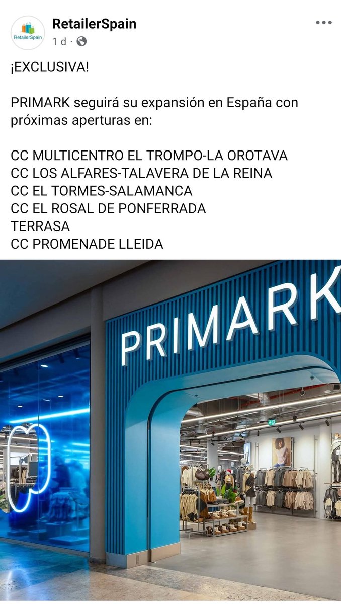 Y con la llegada del Primark, se puede dar fin del pequeño comercio talaverano... 

Que comercio va a poder competir contra camisetas por 3€, 2 pijamas de niño a 5€ ... 

Se tendrán que reinventar, una vez más...