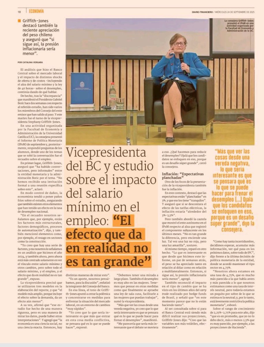 🔴 Banco Central desarma el mito

La vicepresidenta del Banco Central explicó que el salario mínimo y la ley de 40 horas NO son responsables del alza en el desempleo.

Su estudio muestra que el impacto real es mínimo, muy lejos del discurso alarmista que se escucha en algunos