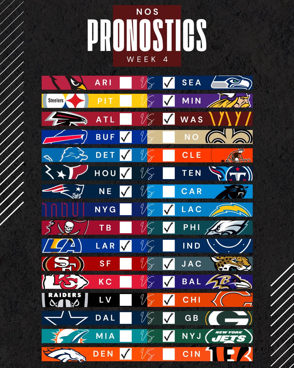fumble_france's tweet image. Il est l’heure des pronostics de la semaine ! ✔️

Envoyez vos combinés ! 

On vise le sans-faute ? 💯 
#NFL #NFLextra