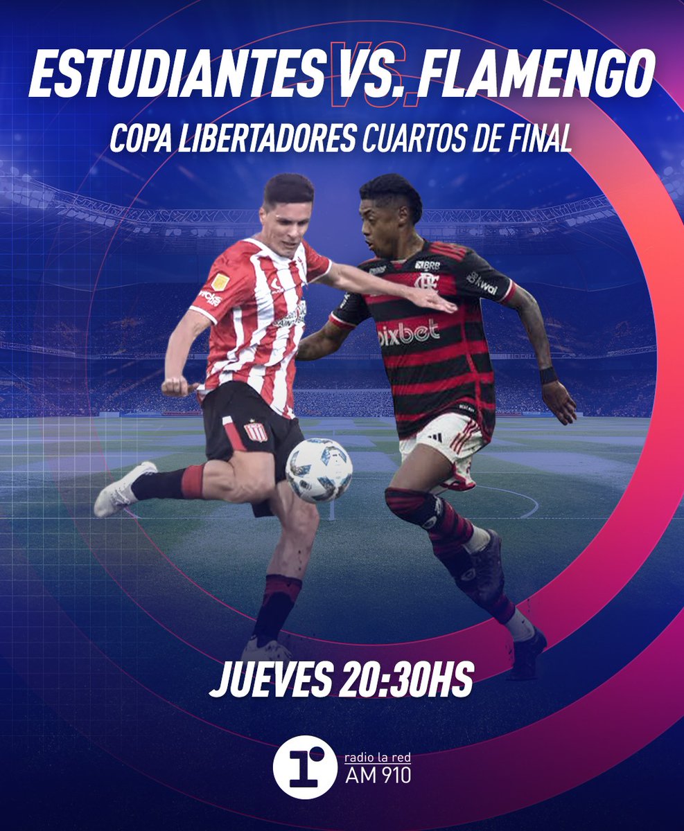 𝗤𝗨𝗘 𝗡𝗢𝗖𝗛𝗘 𝗗𝗘 𝗖𝗢𝗣𝗔 𝗩𝗔𝗠𝗢𝗦 𝗔 𝗩𝗜𝗩𝗜𝗥 𝗘𝗡 𝗟𝗔 𝗥𝗔𝗗𝗜𝗢 𝗟𝗜𝗗𝗘𝗥 𝗗𝗘𝗟 𝗙𝗨𝗧𝗕𝗢𝗟 🏆

Desde las 20:30hs relato #EstudiantesLP vs #Flamengo en <a href="/radiolared/">Radio La Red - AM 910 📻</a> 

Con <a href="/elcocoramon/">Coco Ramón ⚽️🎾</a> <a href="/GonzaPlotycia/">Gonzalo Plotycia</a> y <a href="/Nicobozza/">Nicolás Bozza</a> en #AM910