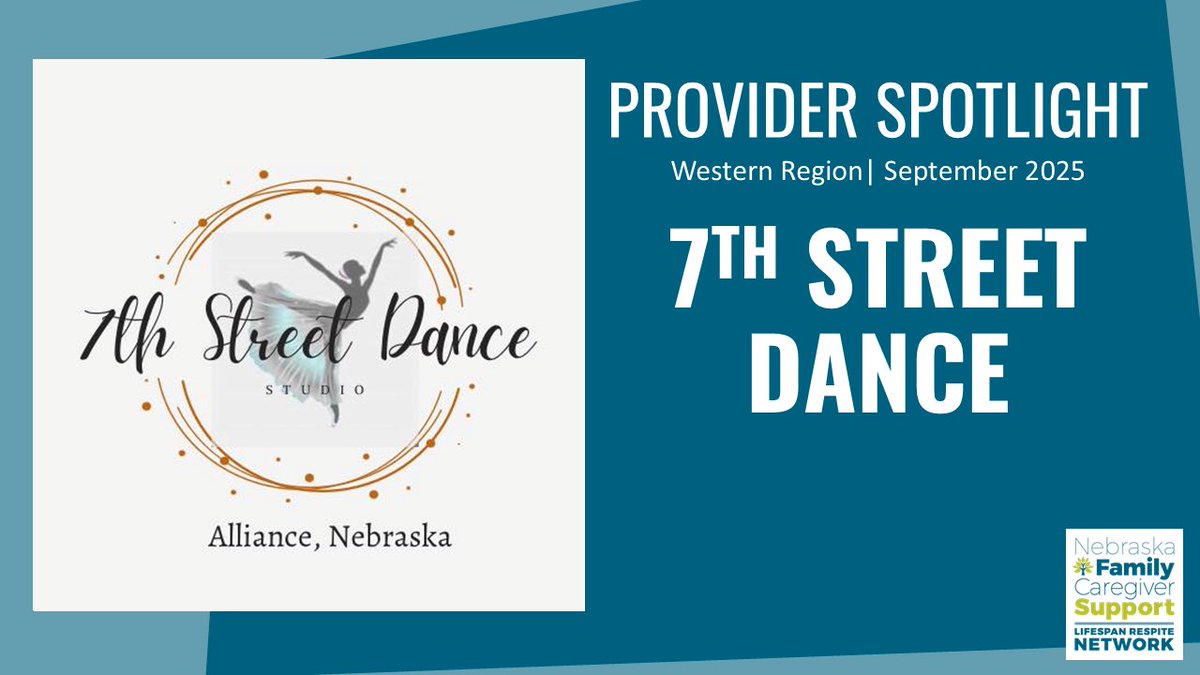 🌟 Recognizing @7thStreetDance as the Western Region September provider of the month! They're starting classes again this month. We encourage our respite families in the Alliance area to check them out! #CommunitySupport #DanceStudio