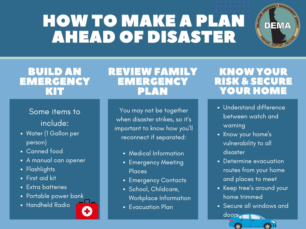 Making a plan ahead of a disaster allows your family to remain safe and on the same page when navigating an emergency. 🗒️✅

Ask yourself this: If you had to leave your home for a few weeks in the next 10 minutes , what documents/supplies would you regret not grabbing? 🤔