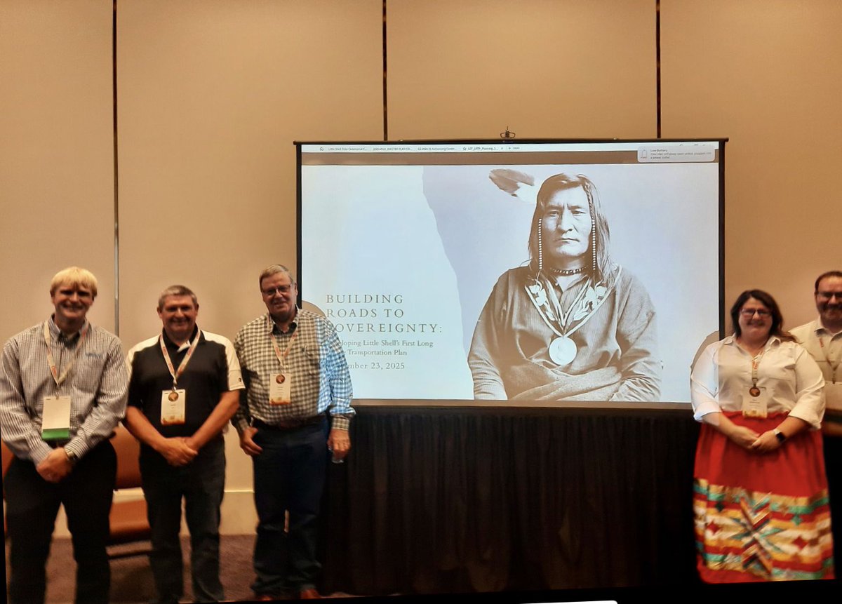 MTLittleShell's tweet image. The #LittleShell Tribe and @ClauseLaw presented our Long Range Transportation Plan at the National Transportation in #IndianCountry Conference @nticc_tribes. This landmark achievement reflects the Tribe’s commitment to advancing long-term infrastructure planning in order to meet…