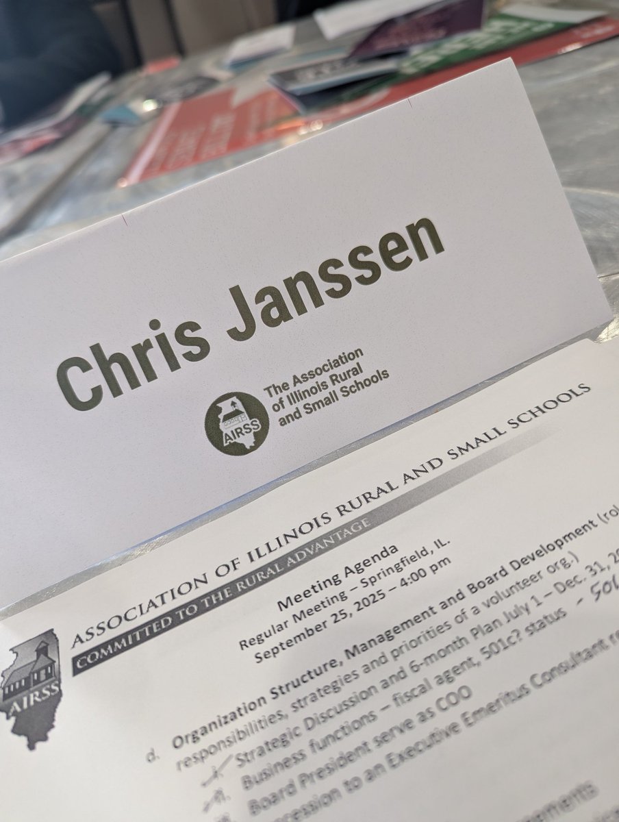 Meeting this afternoon of the board for The Association of Illinois Rural and Small Schools #AIRSS