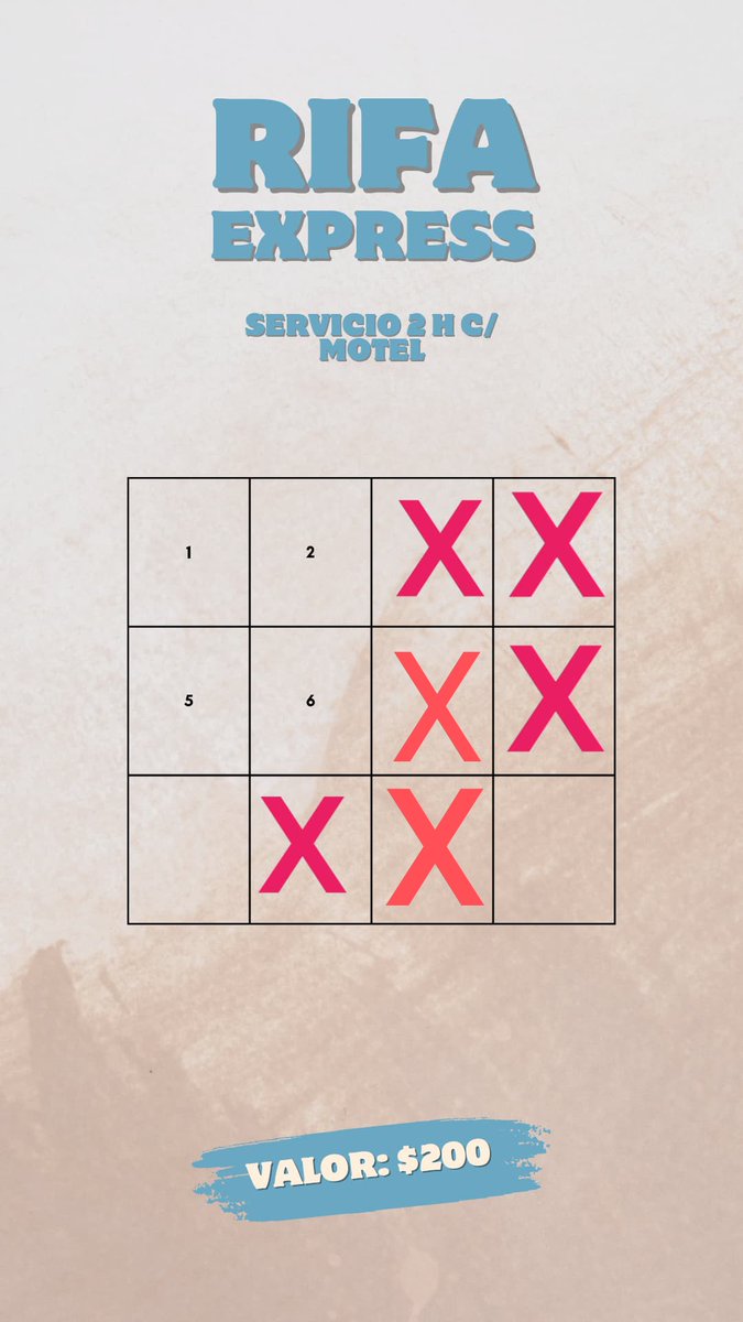 ÚLTIMOS NÚMEROS 

👋🏻😃 Rifa para encuentro 🍑 de 2 horas, 🦊 incluye motel ( Cimatario ) ❤️ $200  el boleto 🎟️. En cuanto se vendan 🍑 todos se hace la rifa... 🎁  🫦