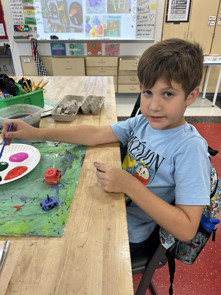 Gave students in Crafty Cardinals some egg cartons and paint and they showed up with the creativity! #sd113a #centralcards