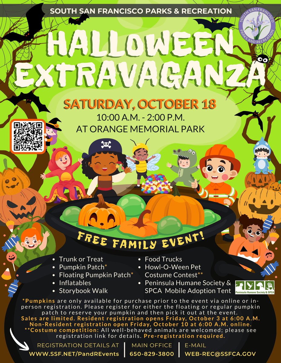 🎃 Save the Date! Our annual Halloween Extravaganza 2025 is back at Orange Memorial Park on Sat, Oct 18 | 10AM–2PM. Free family fun: Trunk-or-Treat, Storybook Walk, inflatables, food trucks &amp; more!
⚠️ Pumpkin for purchase  &amp; pre-registration required! 🔗ssf.net/pandrevents