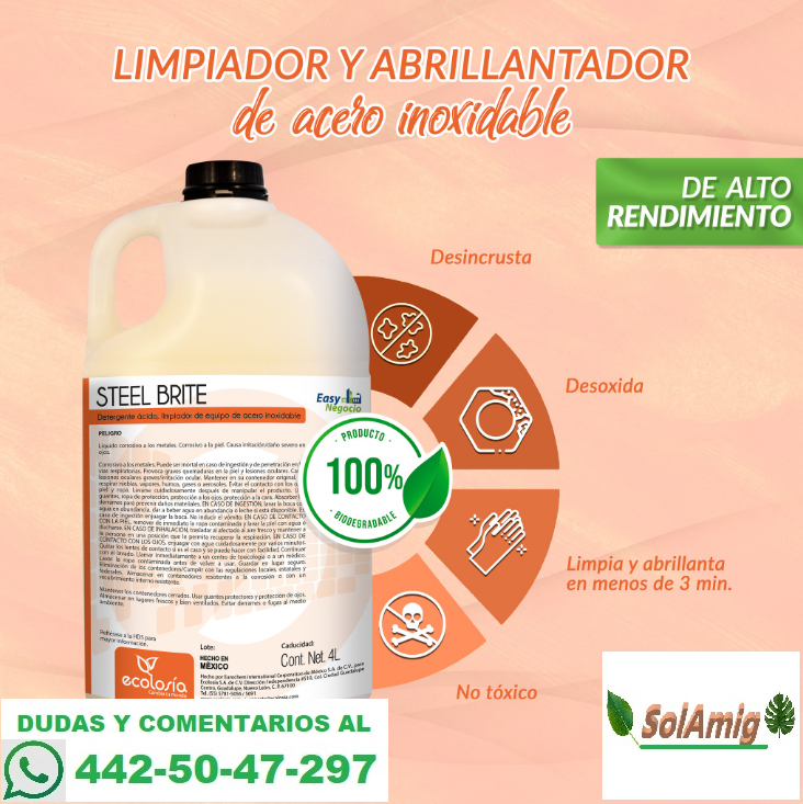 SolucionesAmig1's tweet photo. LIMPIADOR Y ABRILLANTADOR DE ACERO INOXIDABLE.
De alto rendimiento.
Desincrusta, limpia y abrillanta en menos de 3 minutos.
Elimina el oxido.
NO TOXICO.
https://t.co/GQ3FLGuG57
#solucionesamigables #aceroinoxidable #abrillantadordeacero #limpiadordeacero #Abrillantado #Limpiador https://t.co/HqmJm0S0zB