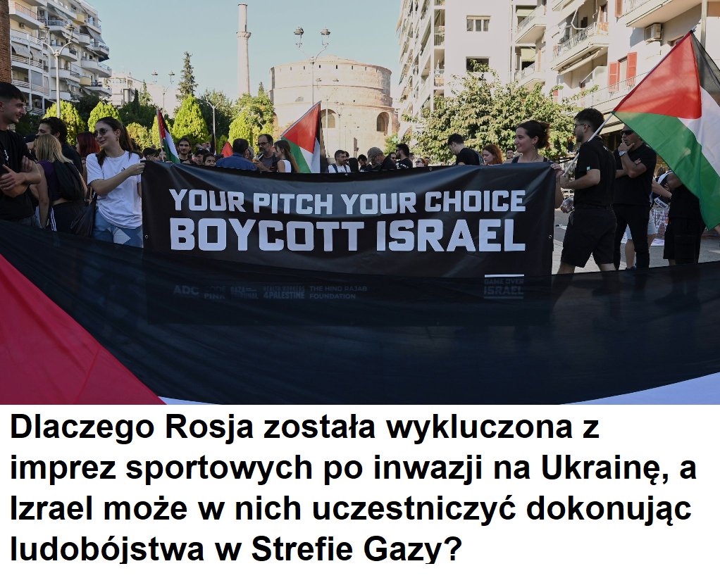 HelpGaza_PL's tweet image. Urzędnicy i eksperci sportowi zastanawiają się dlaczego Rosja pozostaje wykluczona sportowo z powodu wojny na Ukrainie, ale Izrael jest pewien, że będzie kontynuował grę w na arenie międzynarodowej, mimo rosnącej liczby ofiar i stwierdzonego przez ONZ ludobójstwa w Strefie Gazy?