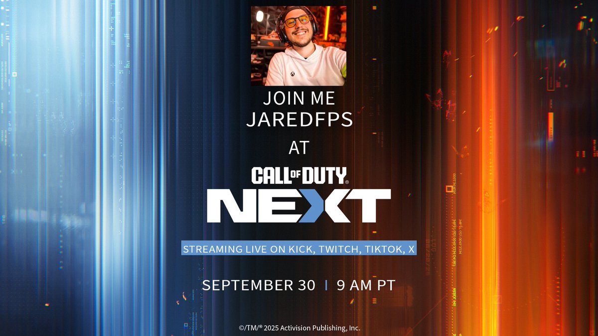 JaredFPS's tweet image. See you in VEGAS! 

Headed to COD NEXT with @CallofDuty 🫡
4th Year of being invited and I am extremely grateful for this opportunity, see yall September 30th on stream!