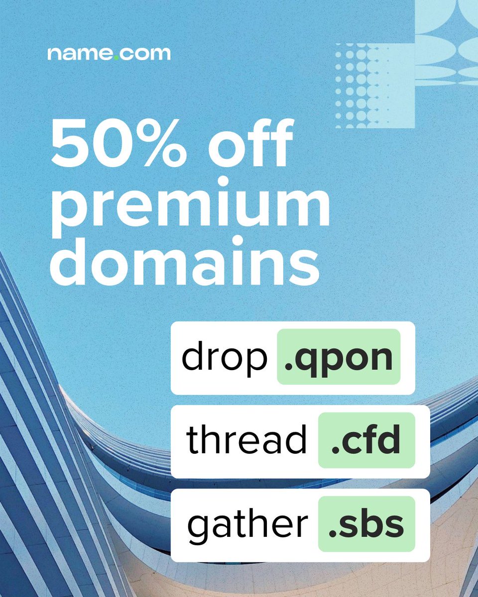 Short domains sell - resale value is strong and supply is limited. 50% off select extensions like .qpon, .cfd, and .sbs offers a lower entry point into appreciating assets. name.social/Premium