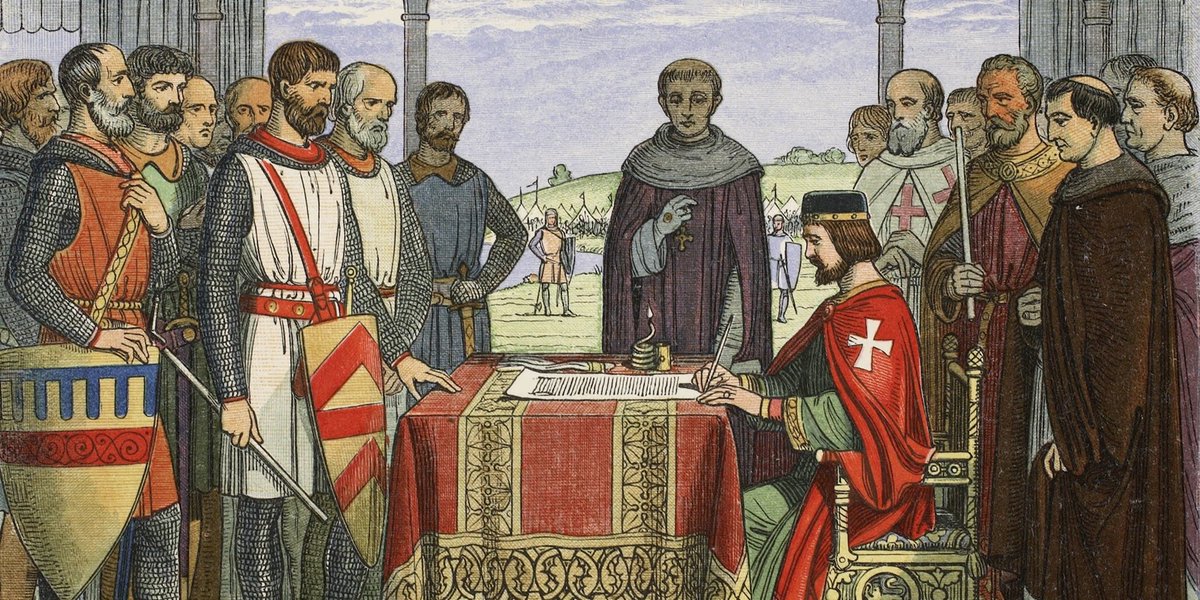 King John meets with community stakeholders (1215, colorized)