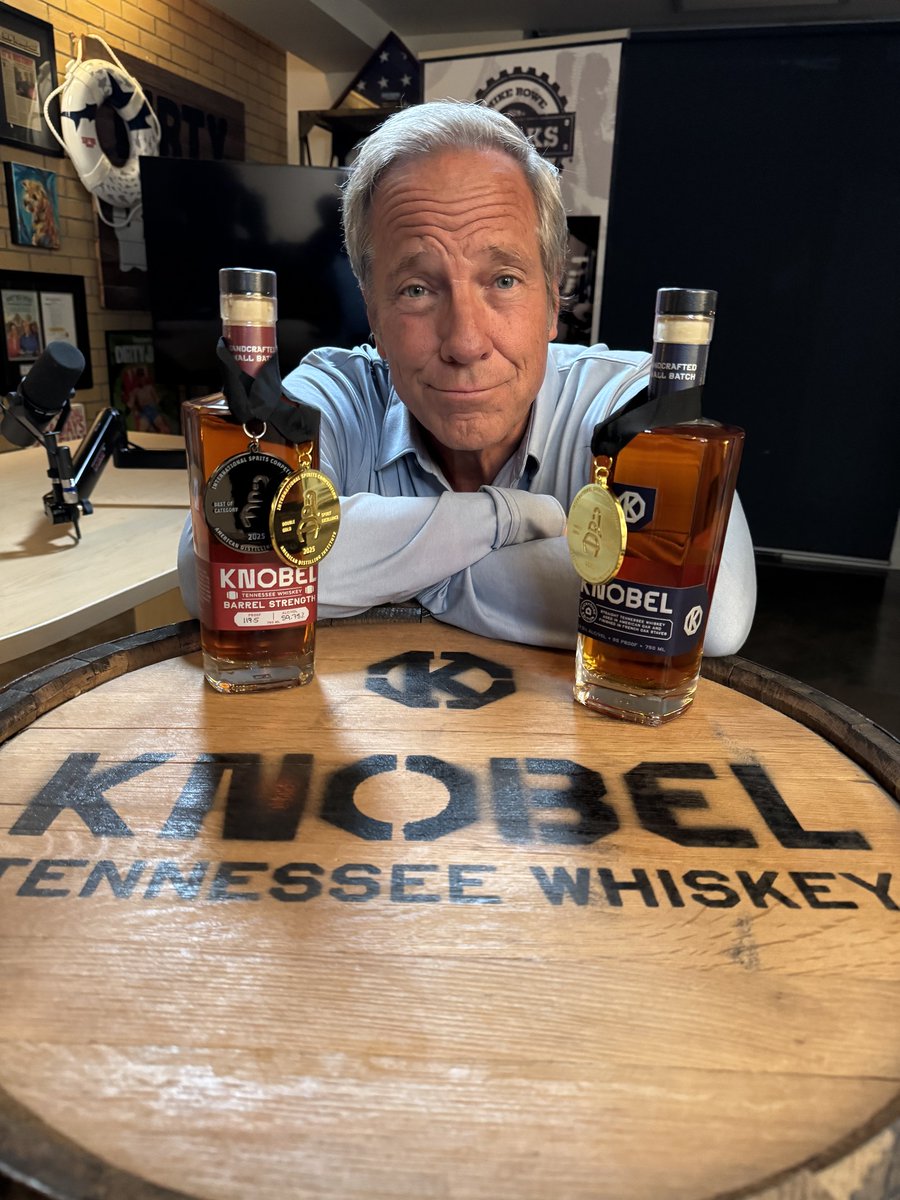 mikeroweworks's tweet image. Earlier this year, I was delighted to learn that my grandfather’s whiskey had won some very prestigious awards. It began with a Gold Medal from the 2025 Bartender Spirits Awards, for Knobel Tennessee Whiskey, (the original juice.) That was followed by another Gold Medal from the…