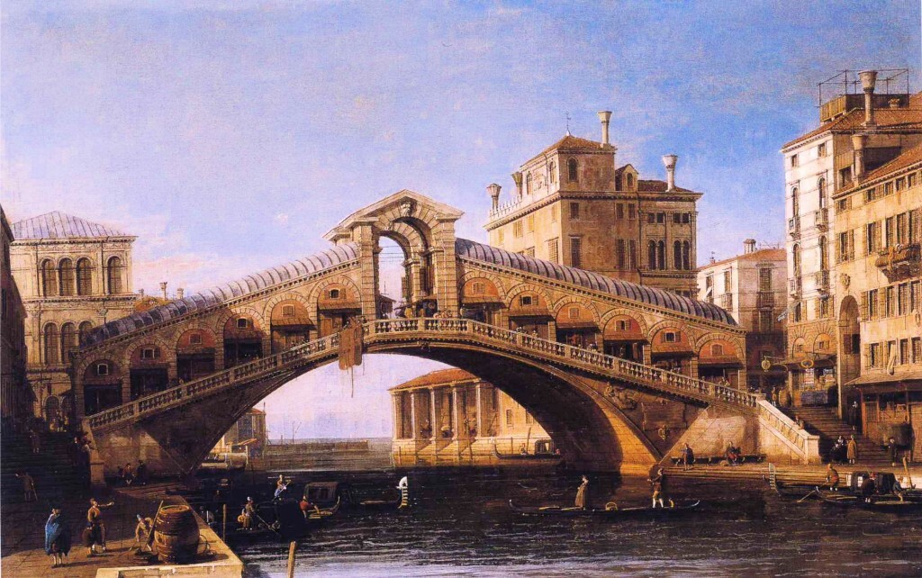 Capriccio of the Rialto Bridge with the Lagoon Beyond #artbots #canaletto