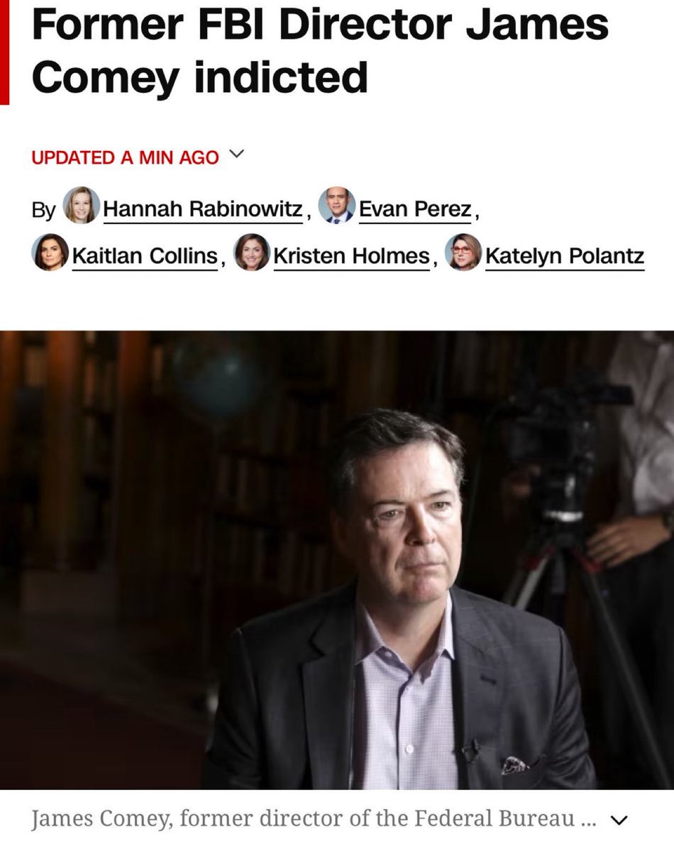 DC_Draino's tweet photo. Disgraced FBI Director James Comey has officially been indicted for his role in helping spy on the sitting President of the United States https://t.co/OUVElsOUvR