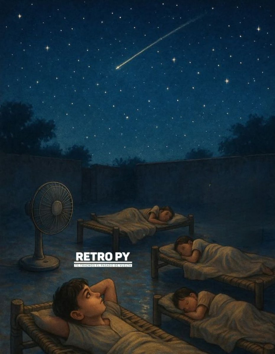 ReloadedRetropy's tweet photo. El verano allá por 1985, casi nadie contaba con aire acondicionado, dormir en el patio con el aire freco bajo ese cielo azul lleno de estrellas. Fueron otros tiempos... https://t.co/X5qRhtfoL4