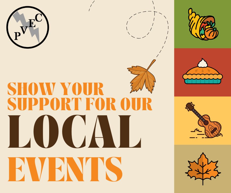 Fall into community spirit with PVEC! We believe in the power of community, especially during the vibrant fall season. So, let's come together to celebrate and support the local events that make our area special. Visit tnmagazine.org/events/ to find events happening near you. 🍂