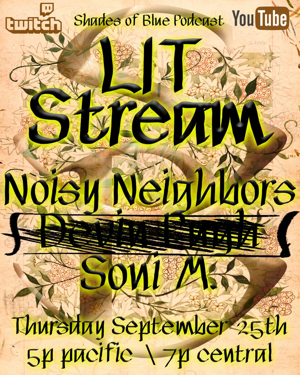 LIT Stream begin in less than a hour!
Special guests for tonight's show are <a href="/NoisyPod/">Noisy Neighbors</a>  &amp; <a href="/_SoniM/">So𝓃i</a>. Show begins at 7p CT/ 8p ET

👀 youtube.com/live/g_BDxpzNc…