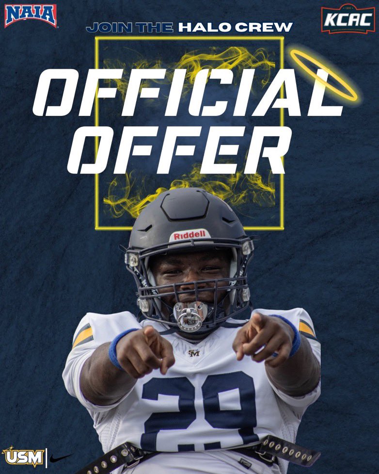 #AGTG Extremely blessed to receive an official offer from the University of Saint Mary!🟡🔵 <a href="/Spire_Football/">Spire Football</a> <a href="/CoachJR__/">Jordan Reddick</a> <a href="/NatureCoastFB/">Nature Coast Tech Football 🦈🏈</a> <a href="/Andy_Villamarzo/">Andy Villamarzo</a> <a href="/larryblustein/">Blustein Recruiting</a> <a href="/PrepRedzoneFL/">Prep Redzone Florida</a> <a href="/FlaHSFootball/">FloridaHSFootball.com</a> <a href="/scoutSMART_/">scoutSMART®</a> <a href="/BigCountyPreps1/">BCP SPORTS</a> <a href="/in_huddle/">InTheHuddleScouting</a> <a href="/NPCoachZim/">Donnie Zimmerman</a> <a href="/NP_Florida/">Chad Jamison</a> <a href="/CoachHawley/">Coach Hawley, M.A.Ed.</a>