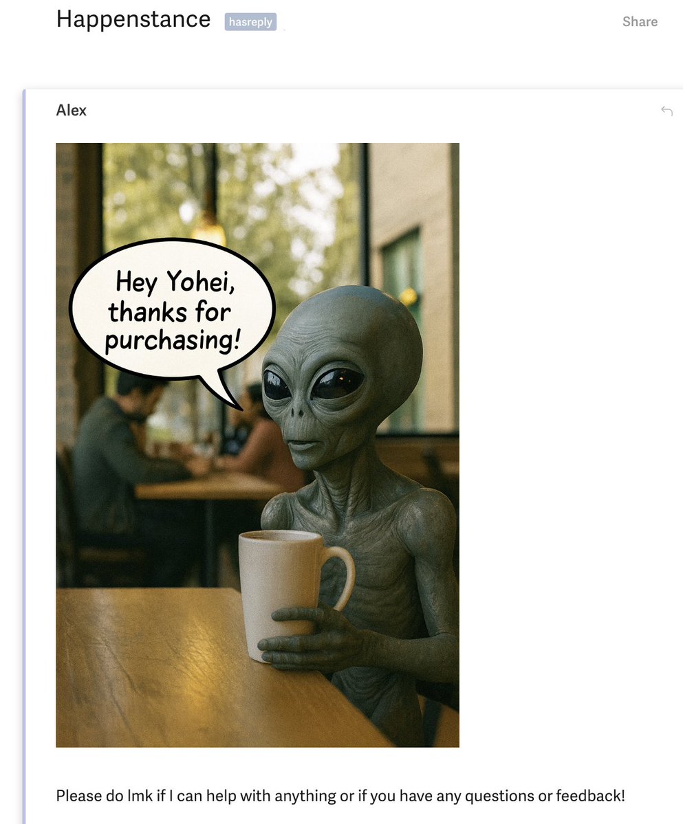 haha props to <a href="/alex_teichman/">Alex Teichman</a> 
(yes i'm a happy @happenstanceai user)