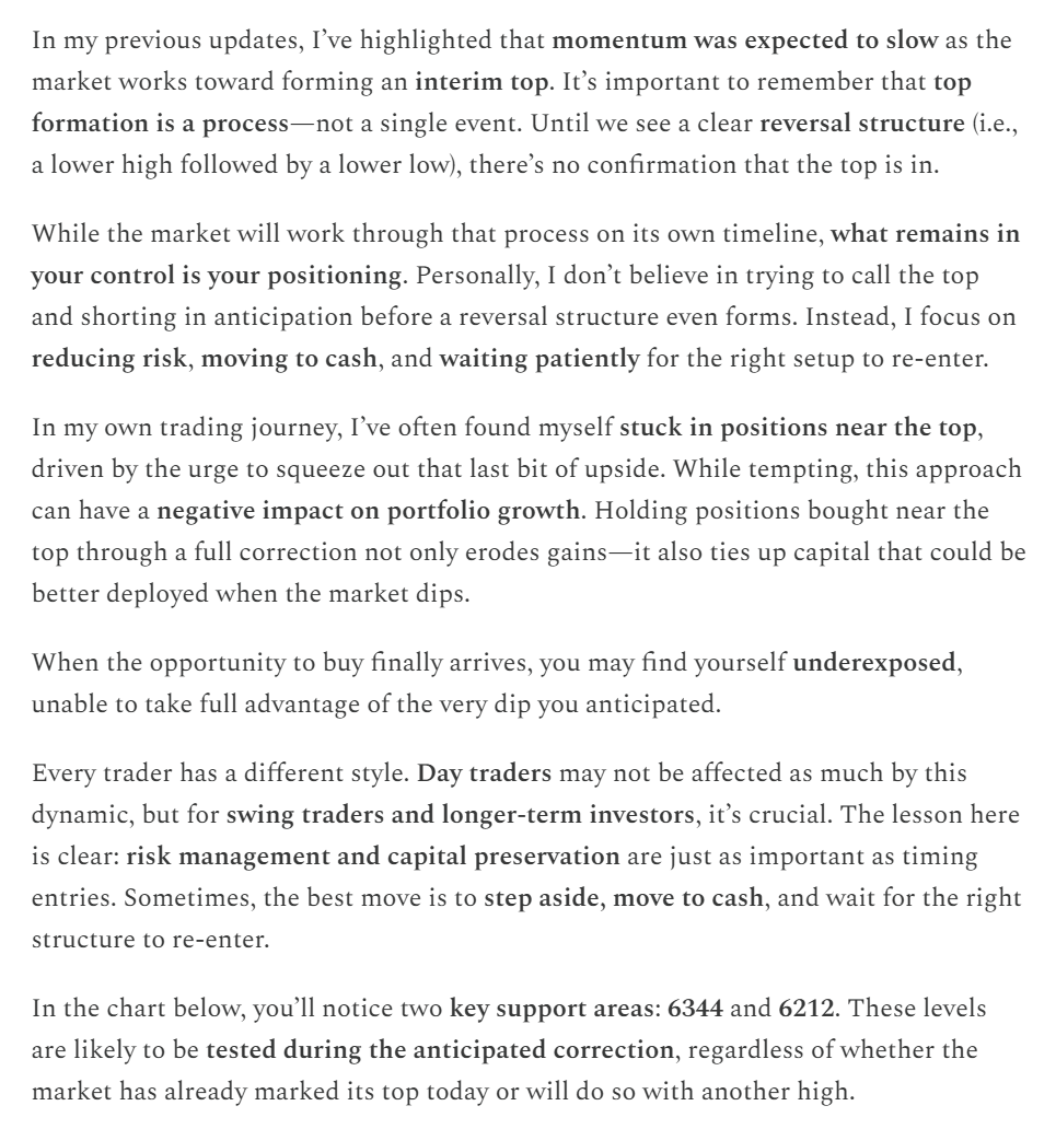 $SPX My notes in the last post.
