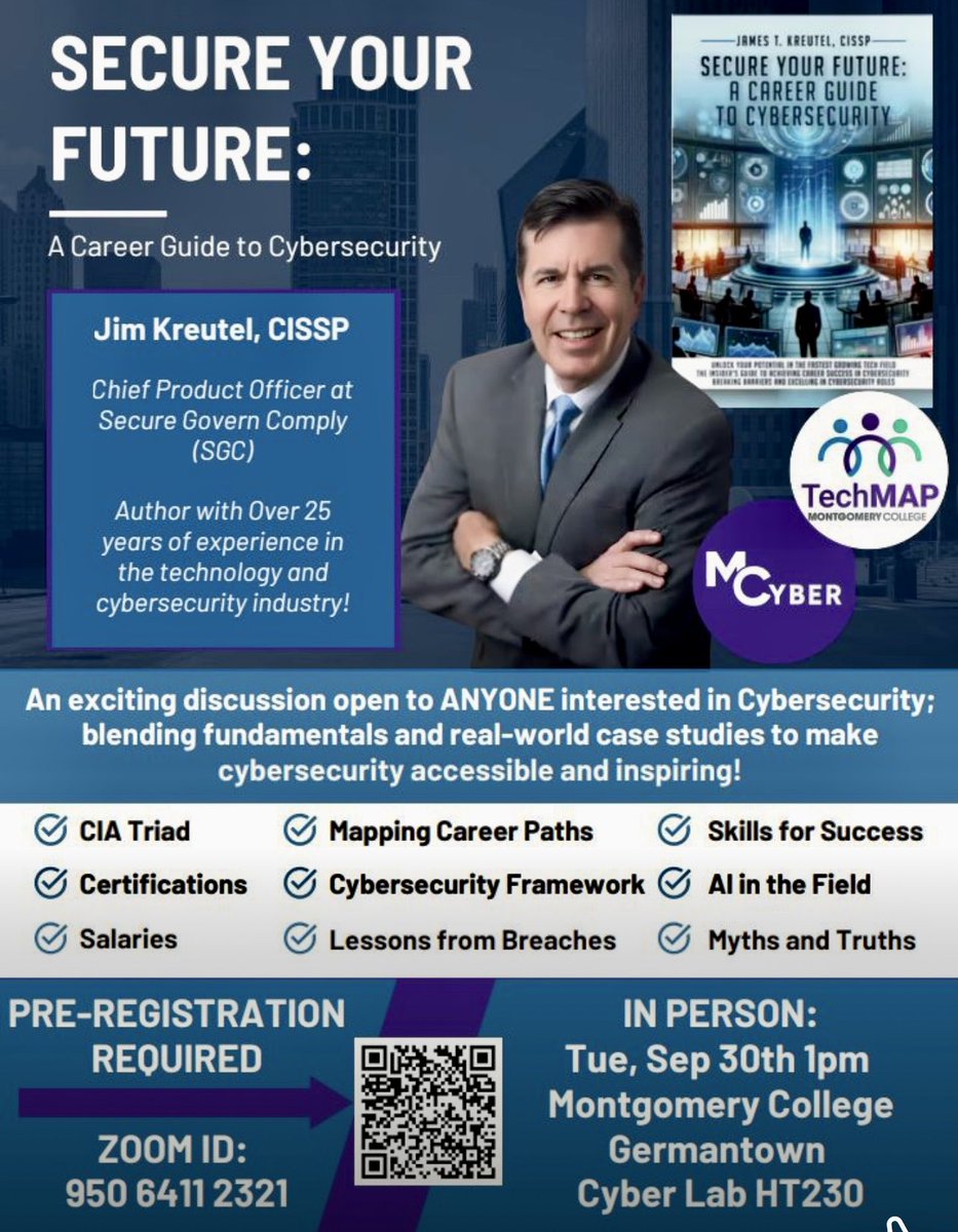 🗣️Join our MC Cyber Talk! 💡Pre-registration required #WDCE #ITI ⁦<a href="/montgomerycoll/">Montgomery College</a>⁩ #BeExtraordinaryMC