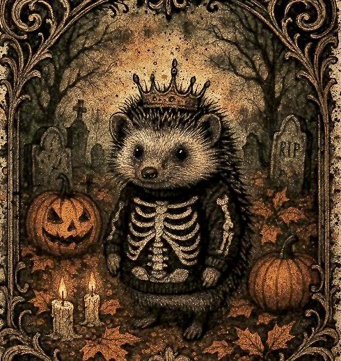Today is Themed Thursday and todays theme is Fall.

Create an image of hedgehog/animal in a fall setting!

Spooky szn is best szn 🎃🍂🕯️🦔