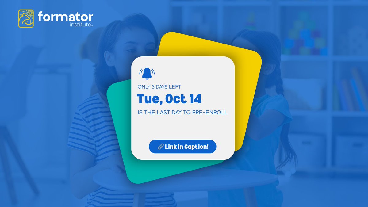 FormatorInst's tweet image. Only 5 more days to pre-enroll for the Certified Formator™ Course! ⭐️  Pre-enroll today: formatorinstitute.com #TheFormatorInstitute #ChildcareCareers #ProfessionalNanny #NannyTraining
