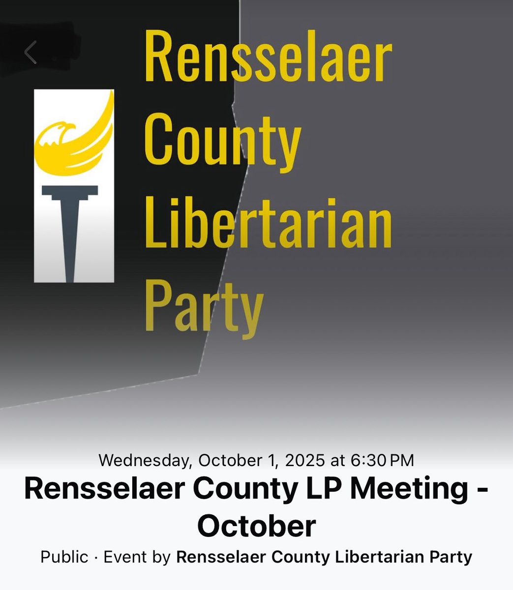 Rensselaer County Libertarian Party Meeting THIS Wednesday, 10/1 at Alexis Diner in North Greenbush. See you there 🗽