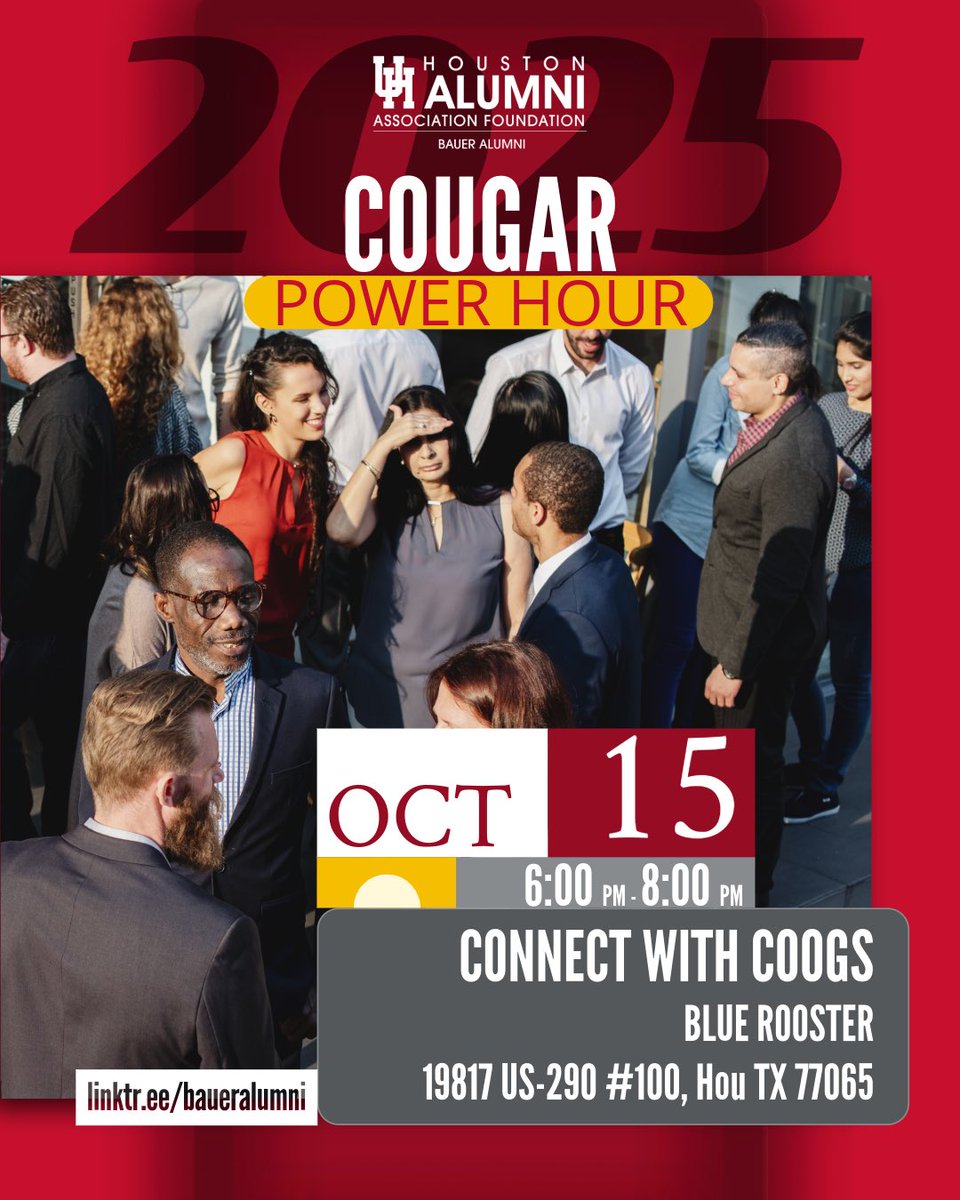 BauerAlumni's tweet photo. Join us for your next networking event with fellow Coogs at an exciting new location! 📍 RSVP https://t.co/KAMHtCXv9z https://t.co/SKA2RjM8bN