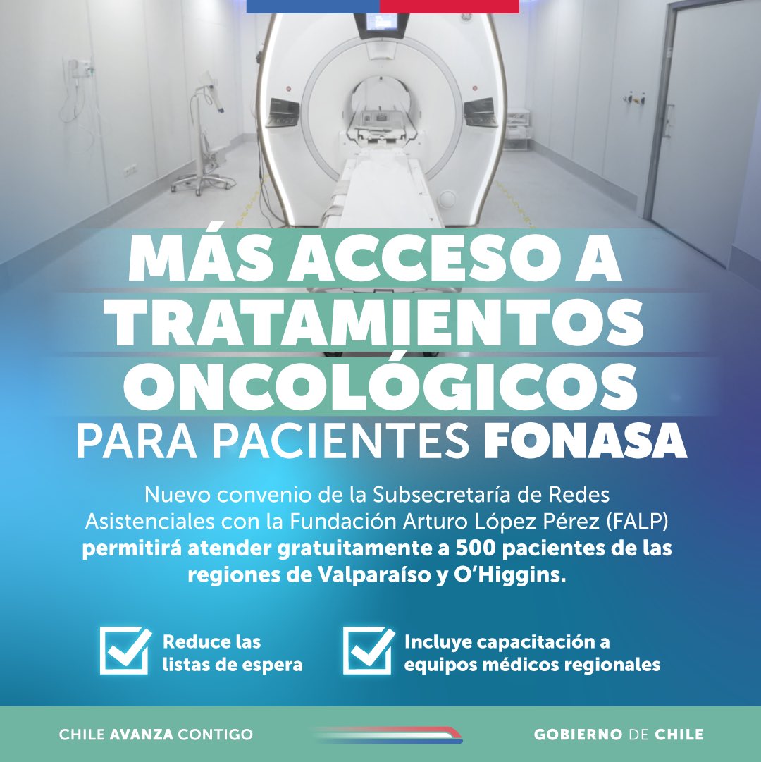 Convenio entre el <a href="/ministeriosalud/">Ministerio de Salud</a> y Fundación Arturo López Pérez beneficiará a 500 pacientes FONASA con atención oncológica gratuita, fortaleciendo la colaboración público-privada y ampliando la oferta oncológica en las regiones de Valparaíso y O'Higgins.
