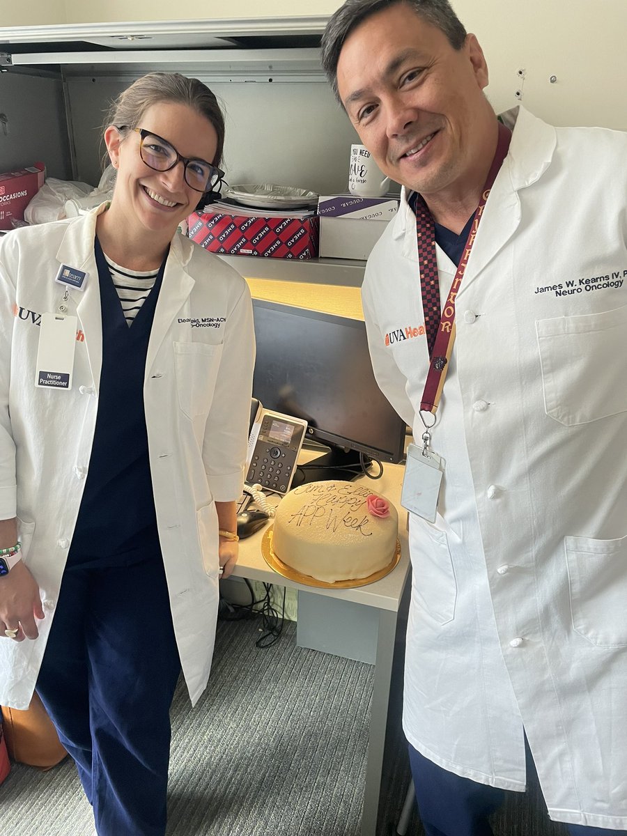 JasminJoMD's tweet photo. Shout out to our amazing UVA neuro -oncology APP’s, Jim and Ellie for always going above and beyond for our patients! Happy APP week! @UVANeurology https://t.co/fqvSQWN3Ol