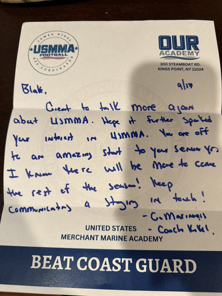 Thank you <a href="/CoachKikel/">James Kikel</a> for the letter! I appreciate it!