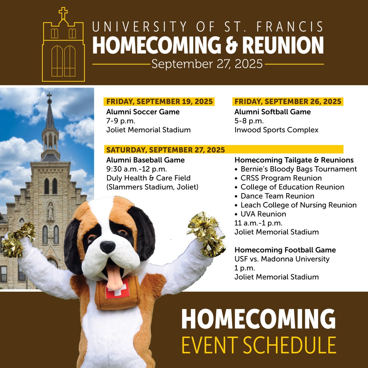 How many Saints will we be seeing at Homecoming 2025 this weekend? Give this post a "thumbs up" and share to show your support... and YES, there's still time to register for tailgate festivities at stfrancis.edu/hrcw! #UofStFrancis #USFSaints #USFHomecoming2025