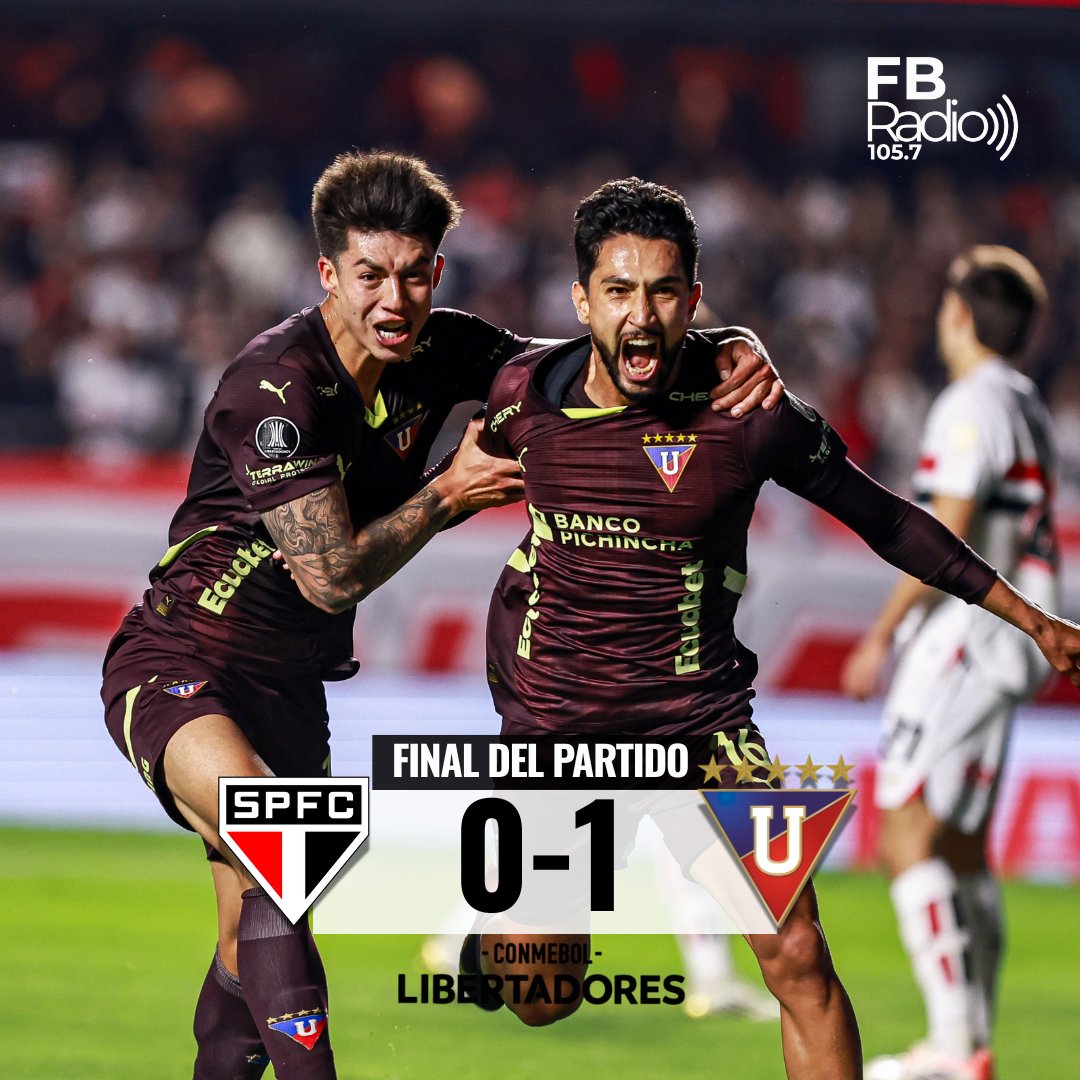 ⚪️👏 Liga de Quito a semifinales de la Libertadores.

El equipo albo 🇪🇨 venció 1-0 a São Paulo 🇧🇷 en Brasil con gol de Jeison Medina.
📊 Global: 3-0 a favor de LDU.
🔜 Semifinal: Liga de Quito 🆚 Palmeiras
#LDU #Libertadores #FútbolEcuatoriano #FBRadio