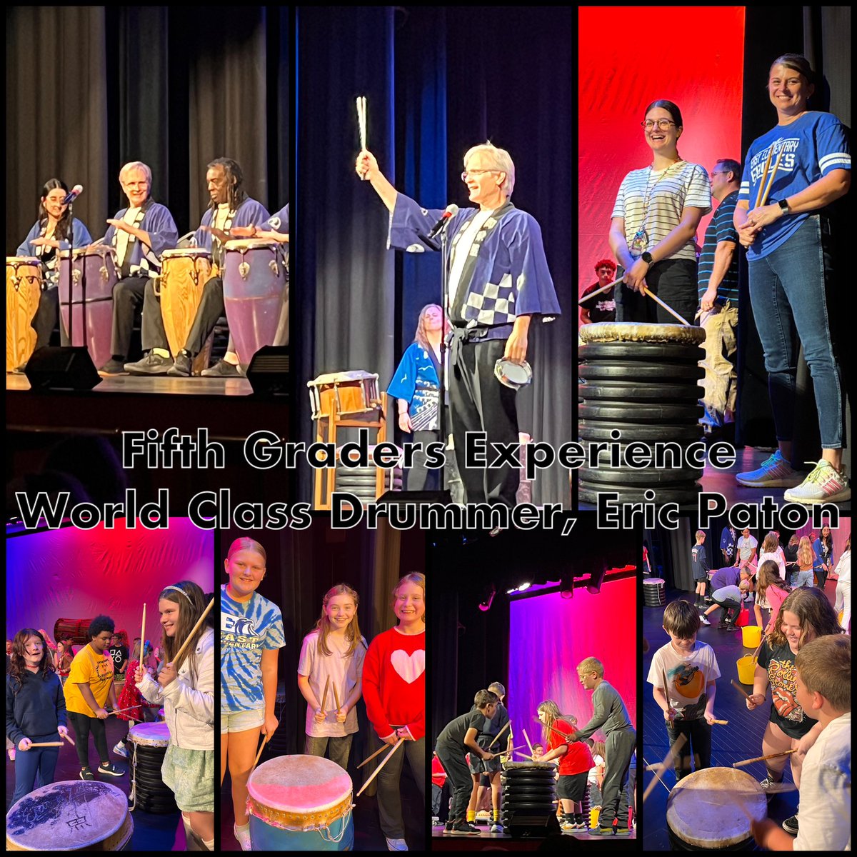 Fifth Graders experienced World Class Drummer, Eric Paton, at the Memorial Theater! #easteagles 🦅 #shinebrightsoarhigh