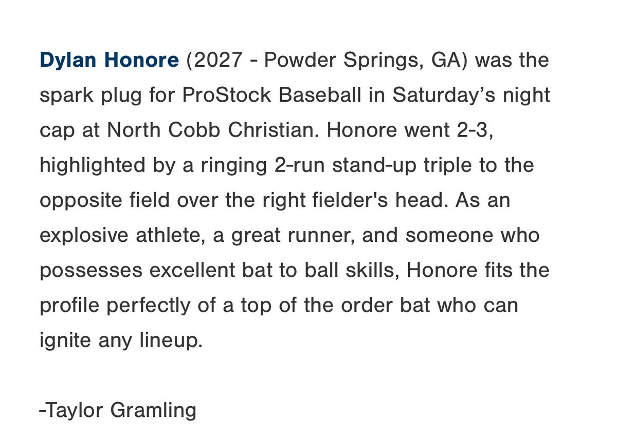 Thanks <a href="/PG_Georgia/">Perfect Game Georgia</a> <a href="/prostockbc/">Pro Stock Baseball Club</a>