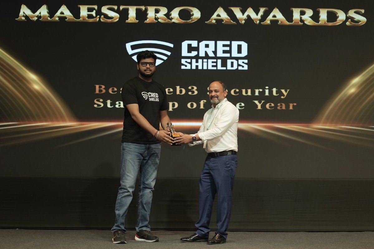 🏆Best Web3 Security Startup of the Year🏆

We are excited to congratulate <a href="/CredShields/">CredShields</a> on receiving the Maestro Awards 2025 as the Best Web3 Security Startup of the Year at BSides Ahmedabad 0x06.

Your cutting-edge solutions, relentless dedication, and significant contributions