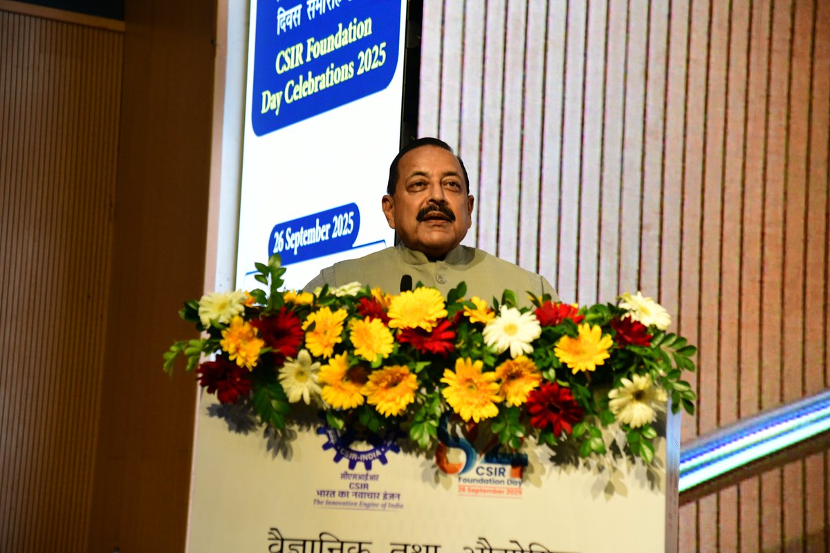 CSIR_NIScPR's tweet image. 84th Foundation Day Celebration of CSIR: Key highlights of the Presidential Address by @DrJitendraSingh, Hon’ble Union Minister of S&T & Vice President, CSIR.
CSIR, born before the independence of India, has continued to shape India’s scientific journey.
Geo-political…