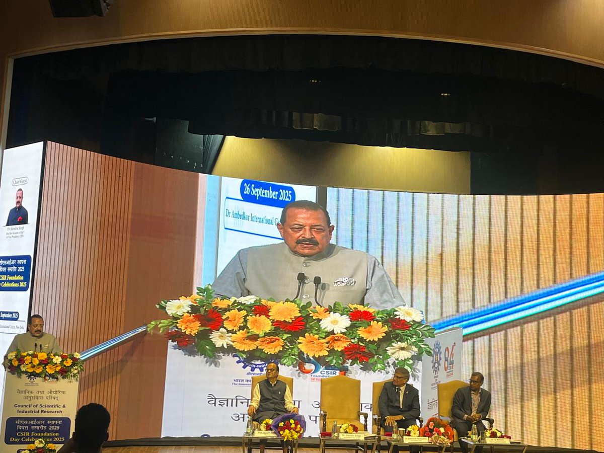 CSIR_NIScPR's tweet image. 84th Foundation Day Celebration of CSIR: Key highlights of the Presidential Address by @DrJitendraSingh, Hon’ble Union Minister of S&T & Vice President, CSIR.
CSIR, born before the independence of India, has continued to shape India’s scientific journey.
Geo-political…