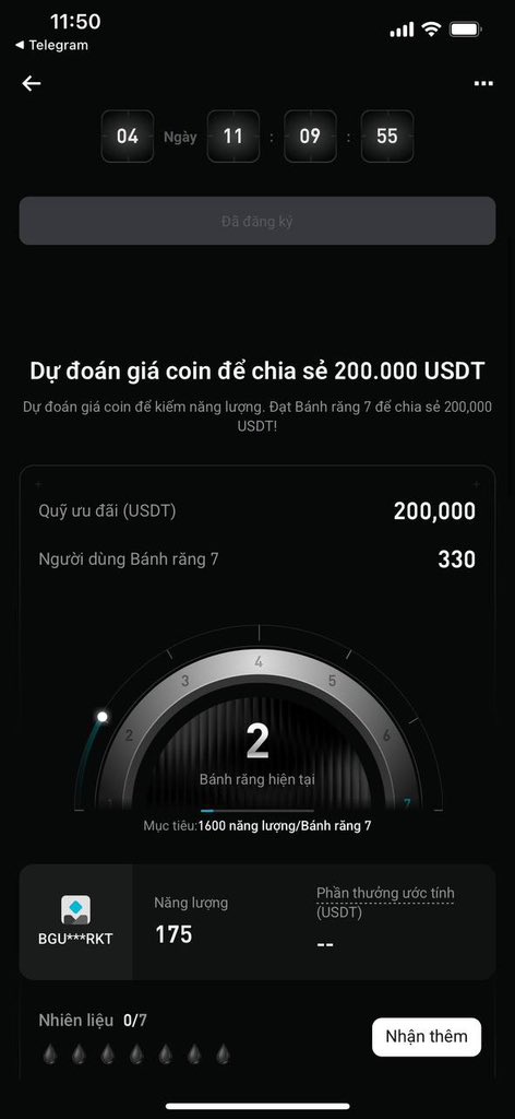 Gcryptocomunity's tweet image. #GearUpTo7 Sprint Challenge từ @bitgetglobal với tổng giải thưởng lên tới $400,000! 💰
Hiện đã có hơn 200 người đạt Gear 7 – mỗi người có thể chia khoảng $1,000, và top player đã kiếm hơn $10K rồi đó!
🚀 Làm nhiệm vụ đơn giản, dự đoán giá, nâng cấp cấp độ.…