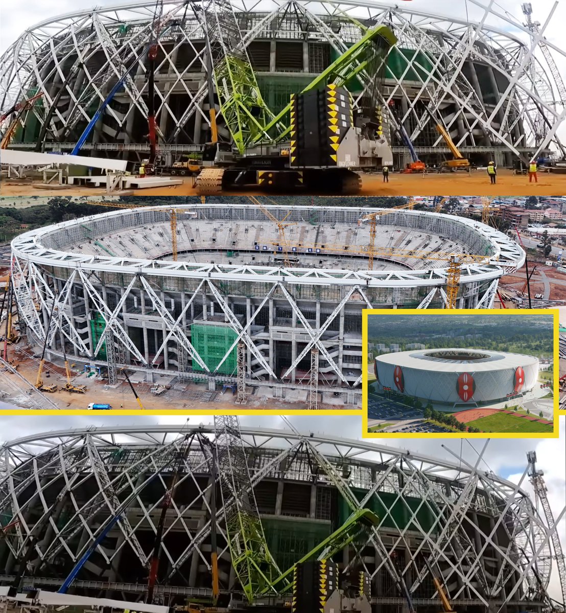 🚧 Progress Update...

Talanta Stadium is taking shape with a bold steel lattice of crisscrossing white beams wrapping its exterior 🏟️✨